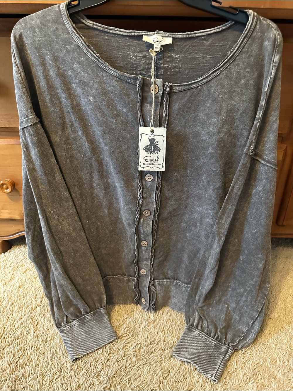 NWT EASEL MINERAL WASHED BLACK CARDI